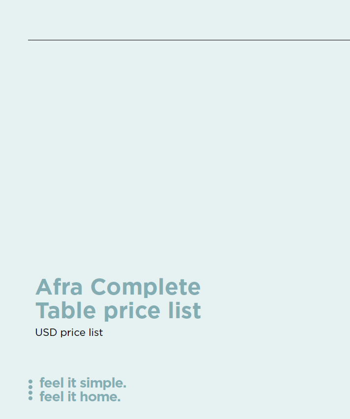 AFRA TABLES PRICE LIST 2023